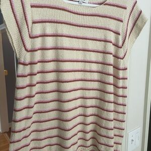 Madewell textured Cream and Pink Knit Top XL Eeuc!!